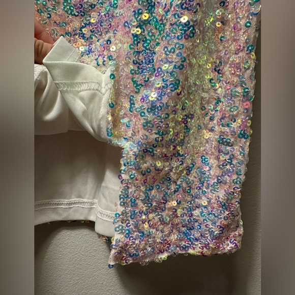 NWT Windsor Sequin Mini Dress Medium White Rainbow Glitter Party Club Bride Glam - Picture 3 of 15